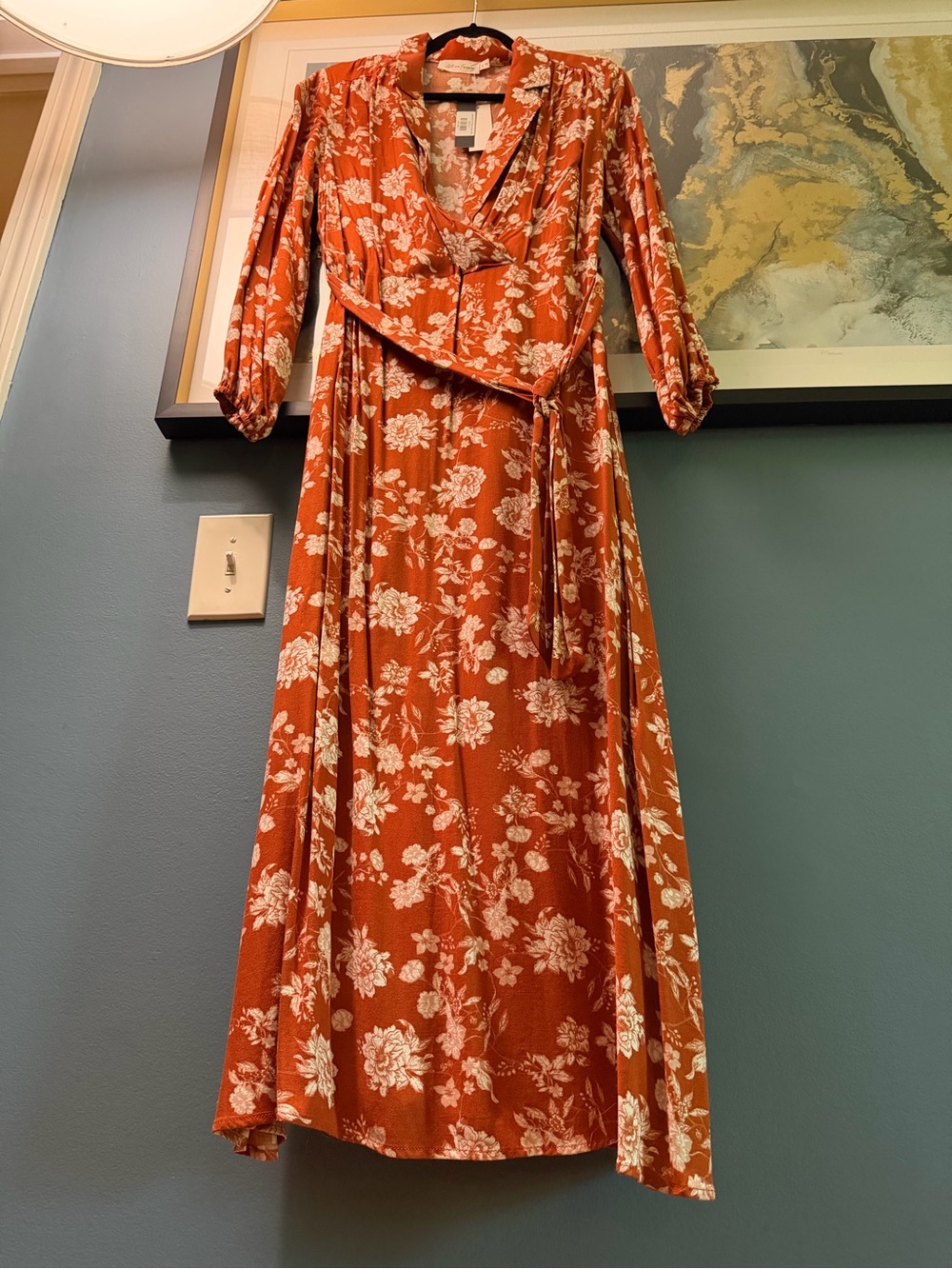 All in Favor Rust Floral Maxi Wrap Dress